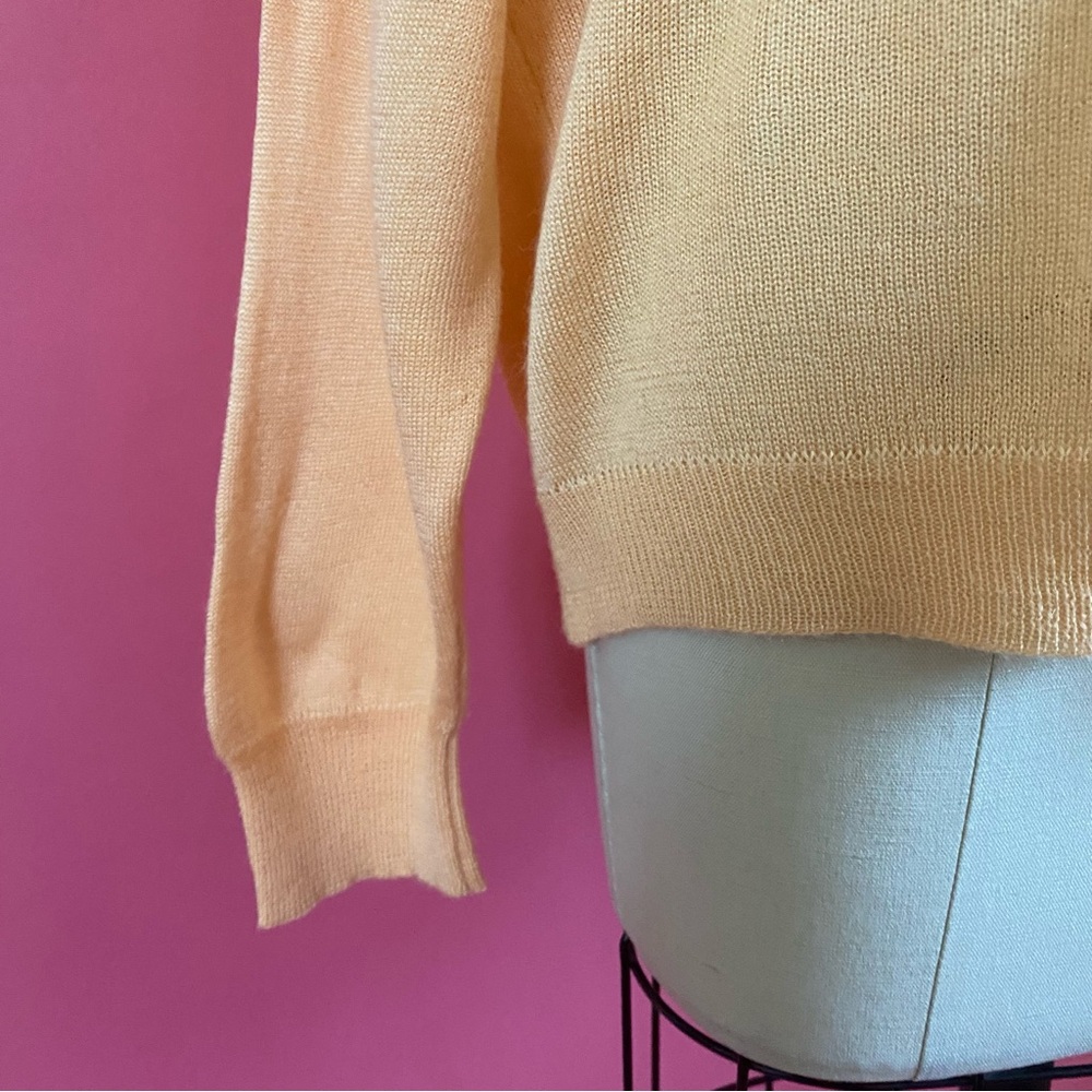 🌈4/$20🌈 Vintage 70s/80s Preppy Pastel Tangerine Orange Sweater Knit Polo M - Picture 5 of 14